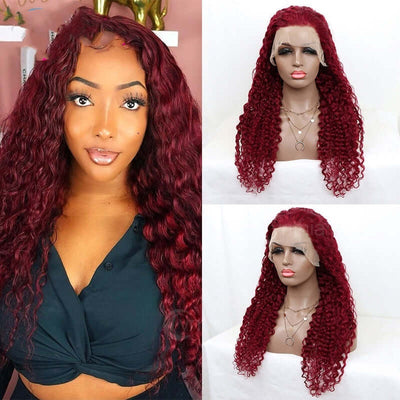 Model wearing 13x4 glueless lace front wig made with 100% human hair, pre-plucked for natural hairline