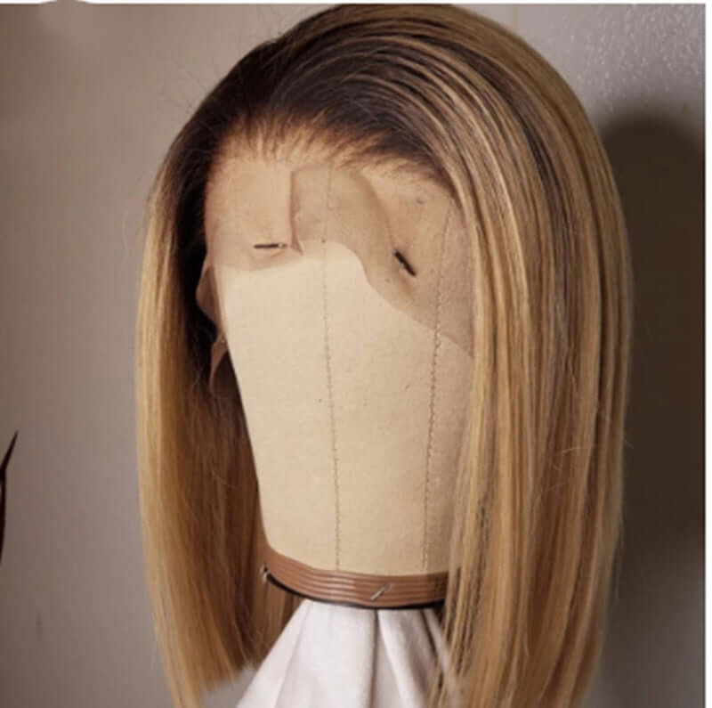 Pre- plucked lace front ombre bob wig with realistic hairline