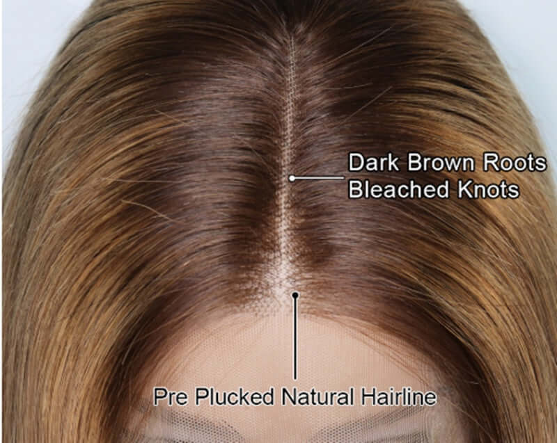Ombre T4/B27 lace front bob wig on mannequin , straight texture