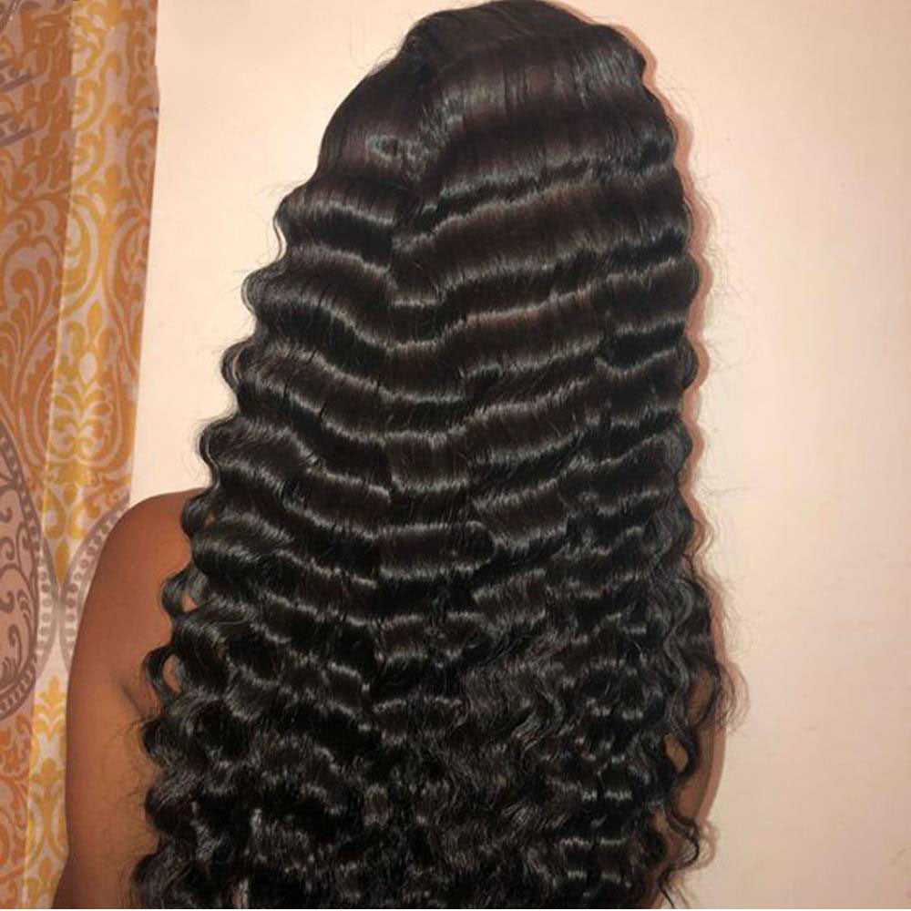 Styled Deep Wave human hair wig with wet look finish and defined waves