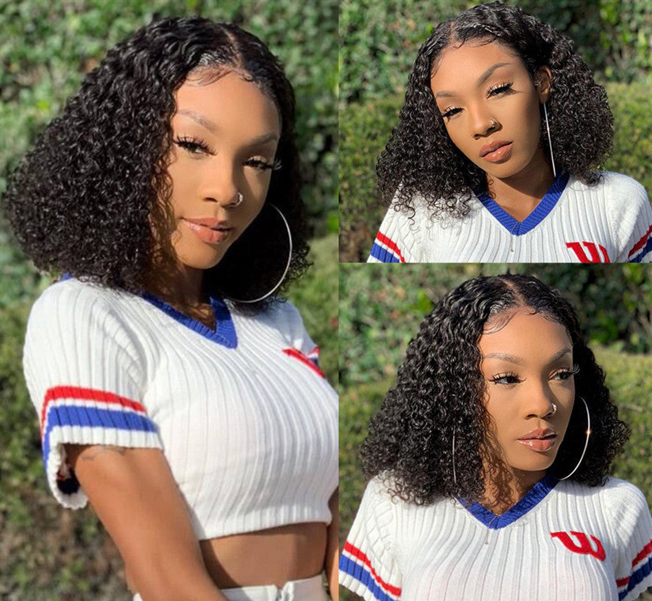 Lace front wig worn by model -100% Human hair , Pre -Plucked, 13x4 Lace