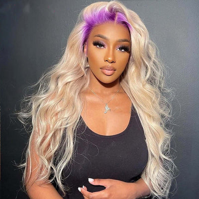 Purple root body wave human hair wig 13x4 & 4x4 lace, 150% & 180% density
